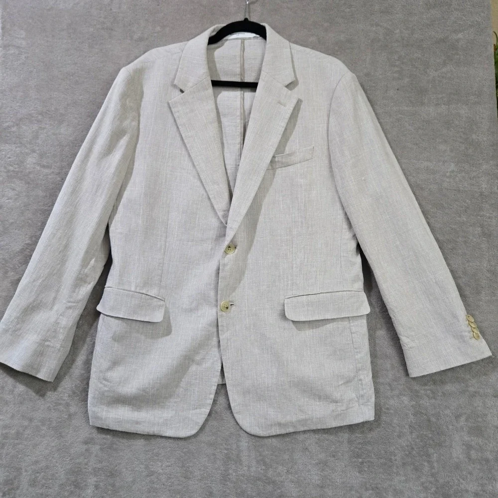 Banana Republic Linen Blend Blazer Mens 42S Coastal Quiet Luxury Wedding Preppy